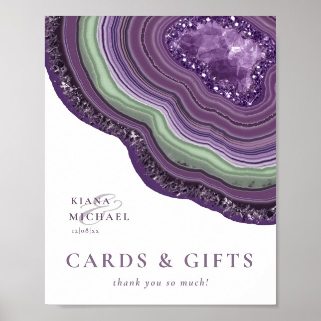 Agate Geode Glitter Cards & Gifts Violet ID647 Poster (Front)