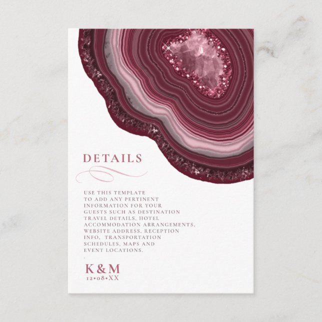 Agate Geode Glitter Details Burgundy ID647 Enclosure Card (Front)