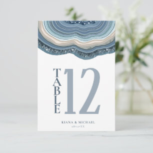 Agate Geode Glitter Table Number Dusty Blue ID647