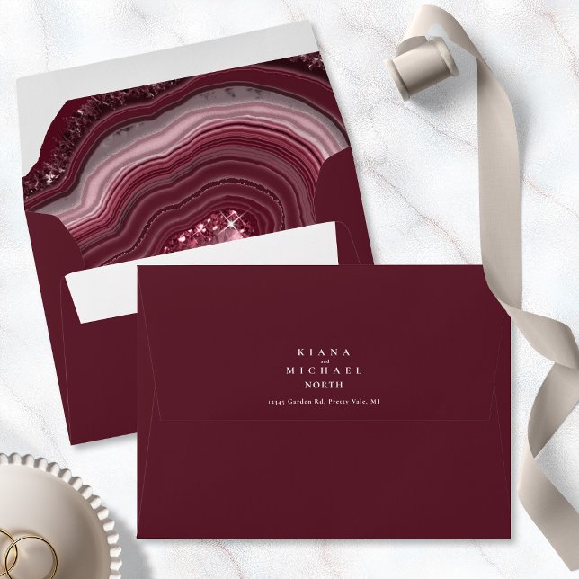 Agate Geode Glitter Wedding Burgundy ID647 Envelope (Creator Uploaded)