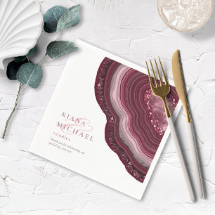 Agate Geode Glitter Wedding Burgundy ID647 Napkin