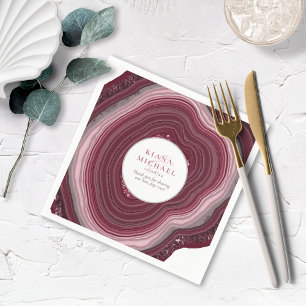 Agate Geode Glitter Wedding Burgundy V2 ID647 Napkin