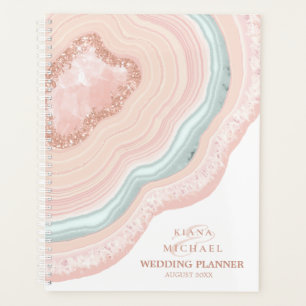 Agate Geode Glitter Wedding Plans Rose Gold ID647 Planner