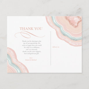 Agate Geode Glitter Wedding Rose Gold ID647 Announcement Postcard