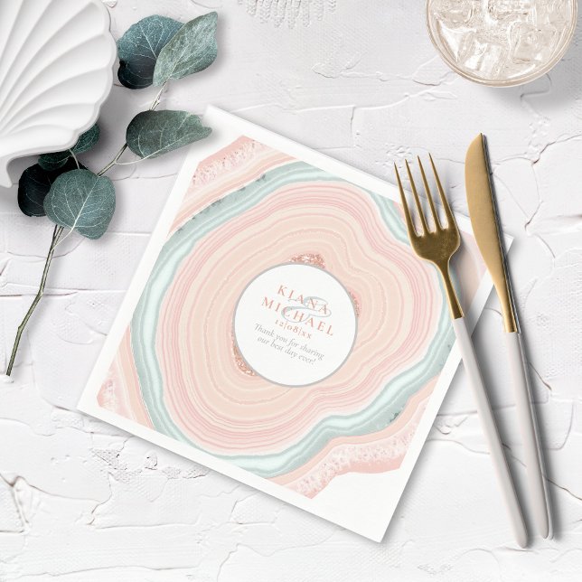Agate Geode Glitter Wedding Rose Gold ID647 Napkin (Creator Uploaded)