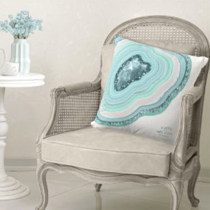 Agate Geode Glitter Wedding Teal ID647 Cushion