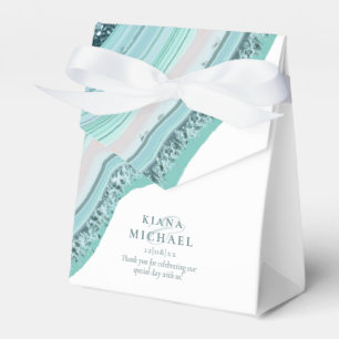 Agate Geode Glitter Wedding Teal ID647 Favour Box