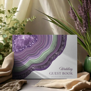 Agate Geode Glitter Wedding Violet Guest Book