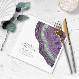 Agate Geode Glitter Wedding Violet ID647 Napkin
