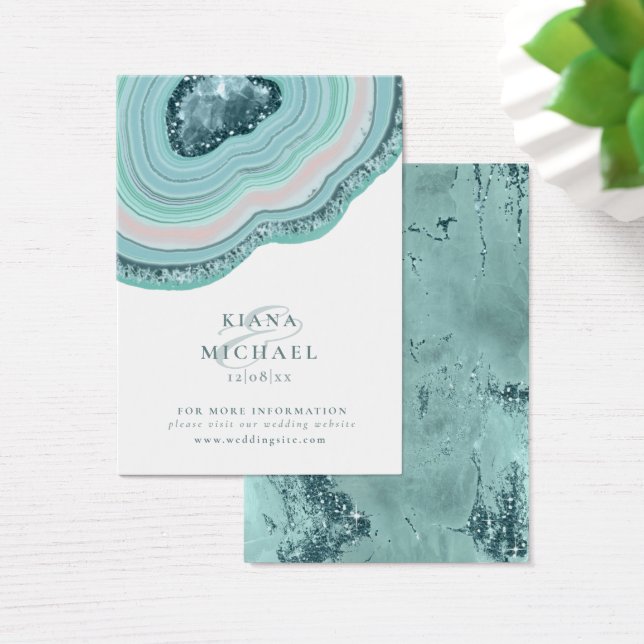 Agate Geode Glitter Wedding Website Teal ID647 (Desk)