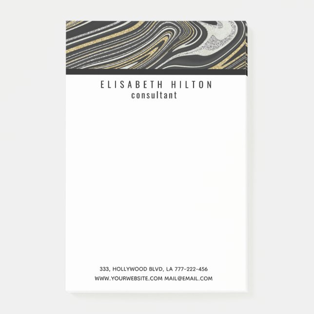 Agate geode gold black modern elegant post-it notes (Front)
