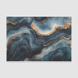 Agate Geode Gold Navy Blue Marble Decoupage Tissue Paper
