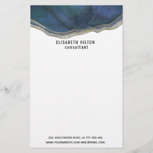 agate geode navy gold  contemporary stationery