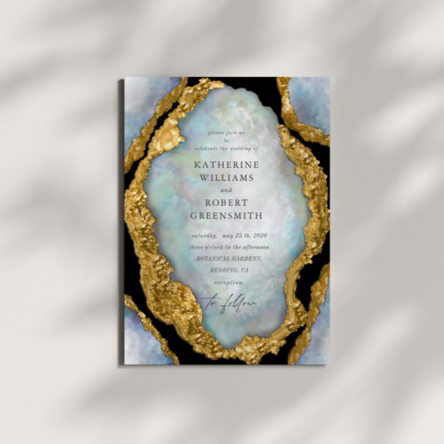 Agate Geode Pearl Golden Wedding Invitation (Creator Uploaded)