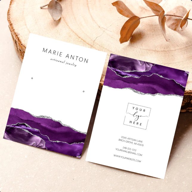 Agate Geode Purple Silver Earring Display Card (Creator Uploaded)