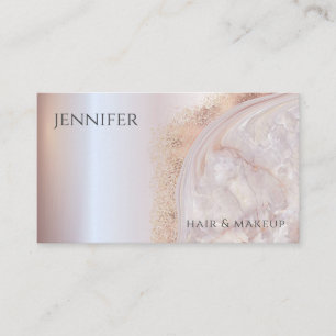 Agate geode rose gold metallic soft pink business card