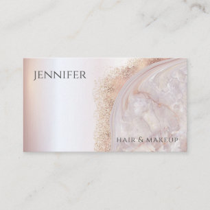 Agate geode rose gold metallic soft pink business card