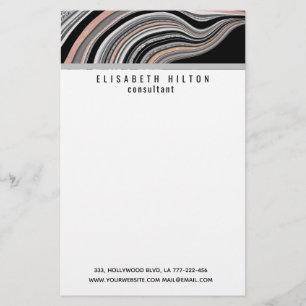 agate geode rose gold silver black stationery