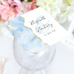 Agate Geode Script Baby Blue Gold Wedding Square Paper Coaster<br><div class="desc">This elegant modern wedding coaster features a baby blue watercolor agate geode design trimmed with faux gold glitter. Easily customise the charcoal grey text on a white background,  with the couple's names in handwriting calligraphy over a large,  pale blue ampersand.</div>