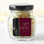 Agate Geode Script Black Gold Burgundy Wedding Square Sticker<br><div class="desc">This elegant modern wedding sticker features a black watercolor agate geode design trimmed with faux gold glitter. Easily customise the gold-coloured text on a burgundy red background,  with the names of the bride and groom in handwriting calligraphy over a large ampersand.</div>