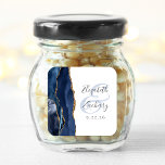 Agate Geode Script Navy Blue Gold Wedding Square Sticker<br><div class="desc">This elegant modern wedding sticker features a navy blue watercolor agate geode design trimmed with faux gold glitter. Easily customise the charcoal grey text on a white background,  with the names of the bride and groom in handwriting calligraphy over a large,  pale blue ampersand.</div>
