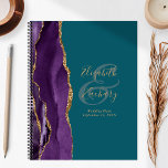 Agate Geode Script Purple Gold Teal Wedding Plans Planner<br><div class="desc">This elegant modern wedding planner features a purple watercolor design trimmed with faux gold glitter. Easily customise the gold-coloured text on a teal blue background, with the names of the bride and groom in handwriting calligraphy over a large ampersand. Add the title and wedding date below in italics. The back...</div>