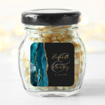 Agate Geode Script Teal Gold Dark Wedding Square Sticker<br><div class="desc">This elegant modern wedding sticker features a teal blue watercolor agate geode design trimmed with faux gold glitter. Easily customize the gold colored text on an off-black background,  with the names of the bride and groom in handwriting calligraphy over a large,  medium gray ampersand.</div>