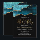 Agate Geode Teal Gold 18th Birthday Party Invitation<br><div class="desc">This trendy 18th birthday invitation features a watercolor image of an agate geode in shades of teal with faux gold highlights. The words "18th Birthday" appear in faux gold glitter in decorative modern handwriting font. Customise it with the name of the honoree in gold coloured text and the details in...</div>