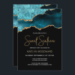 Agate Geode Teal Gold Dark Sweet 16 Birthday Party Invitation<br><div class="desc">This trendy Sweet Sixteen birthday invitation features a watercolor image of an agate geode in shades of teal with faux gold highlights. The words "Sweet Sixteen" appear in faux gold glitter in decorative modern handwriting font. Customise it with the name of the honoree in gold coloured text and the details...</div>