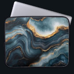 Agate Geode with Gold and Navy Blue Marble Laptop Sleeve<br><div class="desc">Laptop sleeve featuring a striking agate geode design in rich navy blue with elegant gold marble accents,  perfect for adding a touch of sophistication to your tech protection.</div>