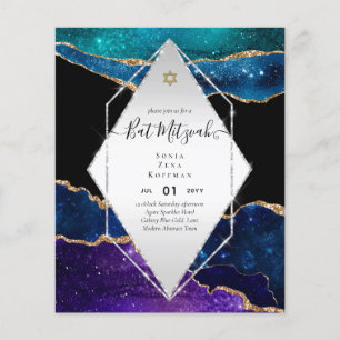AGATE GLITTER BAT MITZVAH Invitations BUDGET Flyer