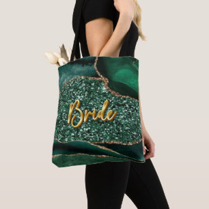 Agate Glitter Ocean Bride Golden 3D Text Tote Bag