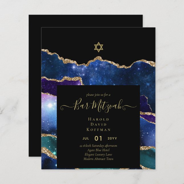 AGATE Gold BAR MITZVAH (Front/Back)