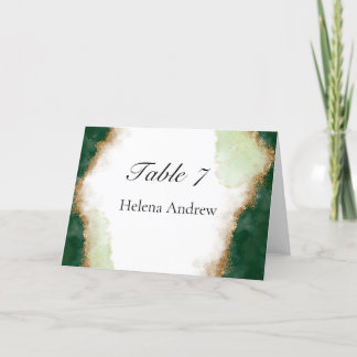 Agate Gold & Green wedding Table Tent Place card 