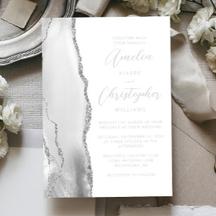 Agate Gray Silver Script Wedding
