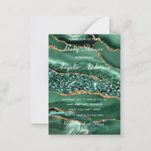 Agate Green Gold Baby Girl Shower Invitation