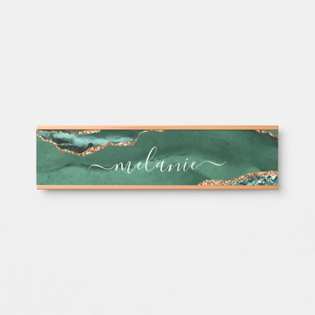 Agate Green Gold Emerald Custom Name Door Sign (Front)