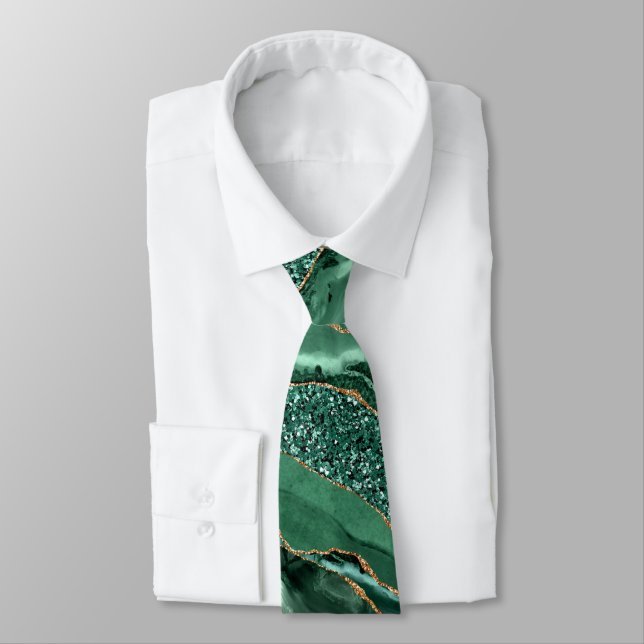 Agate Green Gold Emerald Neck Tie (Tied)