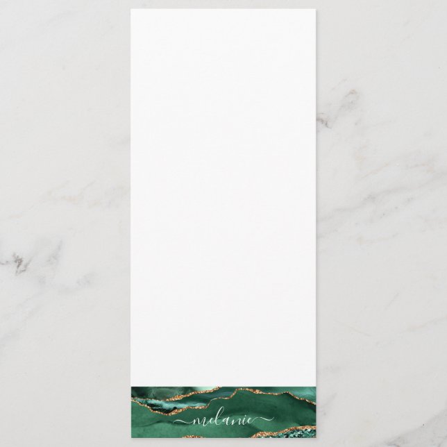 Agate Green Gold Glitter Marble Custom Name Menu (Front)