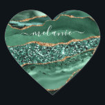 Agate Green Gold Glitter Marble Name Sticker<br><div class="desc">Agate Green Gold Glitter Geode Marble Custom Name Emerald Sparkle Personalised Birthday - Anniversary or Wedding Gift / Suppliest - Add Your Name - Text or Remove - Make Your Special Gift - Resize and move or remove and add text / elements with customisation tool. Design by MIGNED. Please see...</div>
