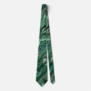 Agate Green Gold Glitter Marble Sparkle Emerald Tie