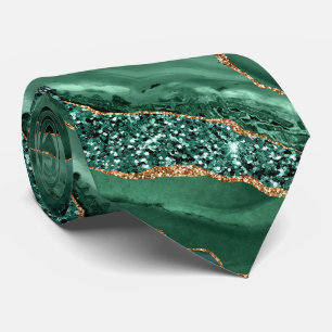 Agate Green Gold Glitter Marble Sparkle Gemstone Tie