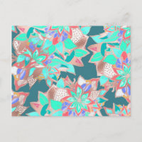 Agate green living coral teal rose gold floral