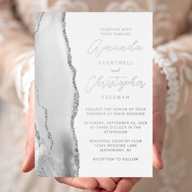 Agate Grey Silver Script Wedding (Creator Uploaded)
