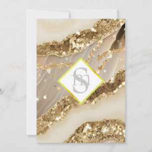 *~ Agate Ivory Gold AR66 QR + RSVP Wedding Invitation