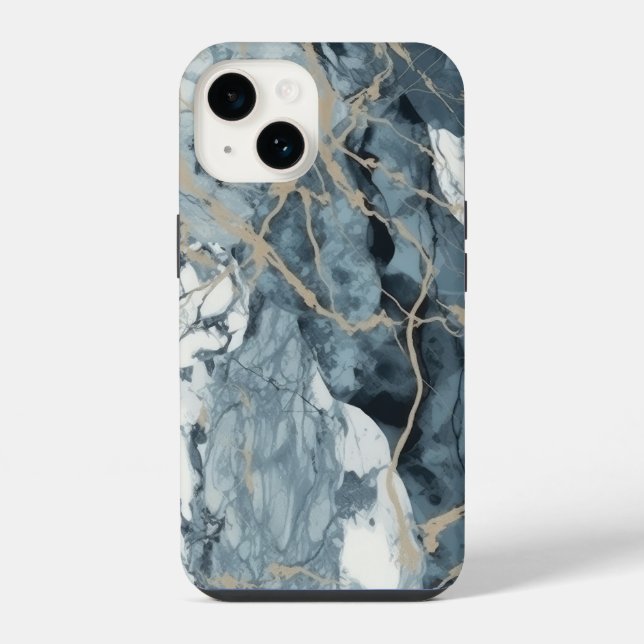 Agate Marble Inspired Luxury Texture Blue iPhone Case (Back)