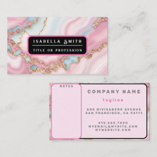 Agate Marble Modern Blue Pink Gold Collection Business Card