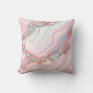 Agate Marble Modern Blue Pink Gold Collection Cushion