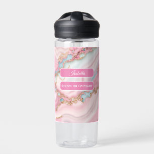 Agate Marble Modern Blue Pink Gold Collection Water Bottle