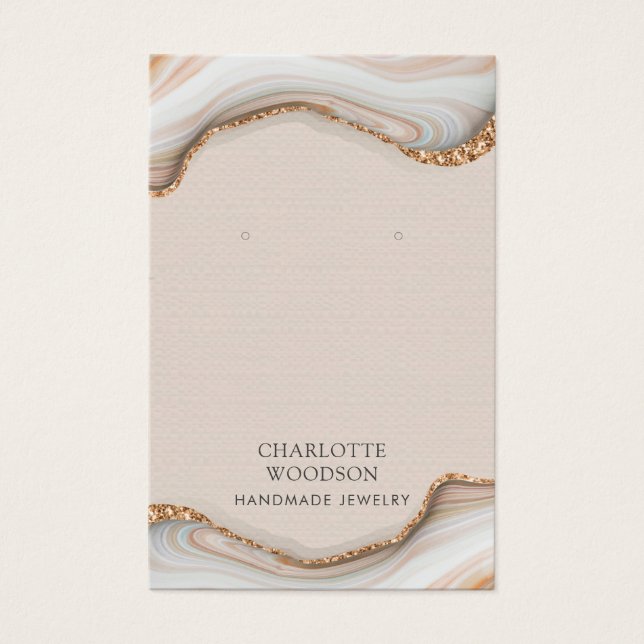 Agate Marble Pink Blush Geode Earring Display Card (Front)